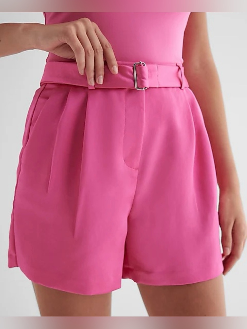 Express High-Waist Pink Belted Women's Shorts Size 8